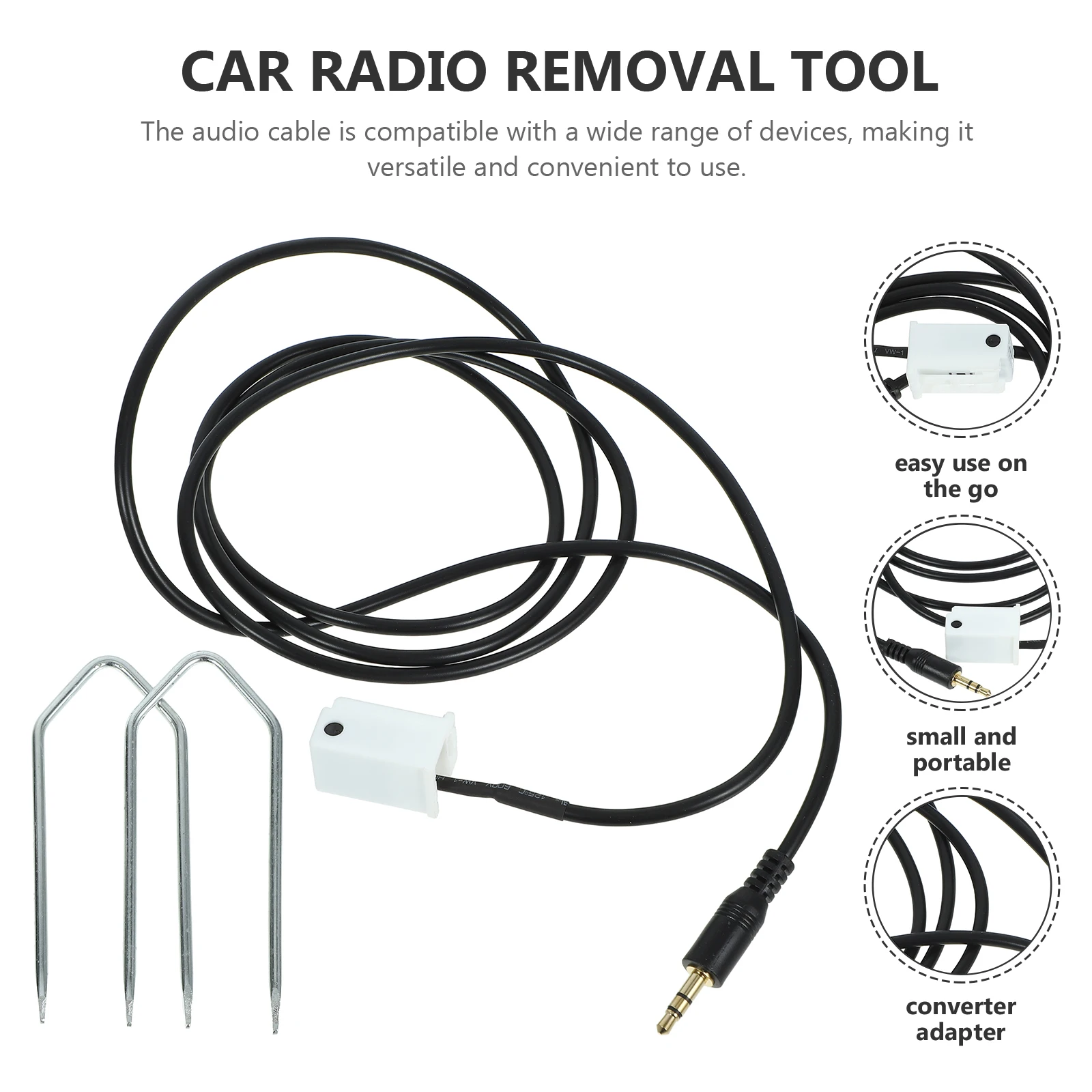

Car Radio Aux With Removal Tool Copper Cable Adapter For Vehicle Audio Harness Compatible C2 Durable Signal Transmission Easy