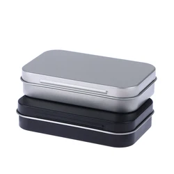 Portable Mini Rectangle Empty Tinplate Silver/Black Flip Storage Box Organizer For Money Coin Candy Key Sealed Box Packing Cases