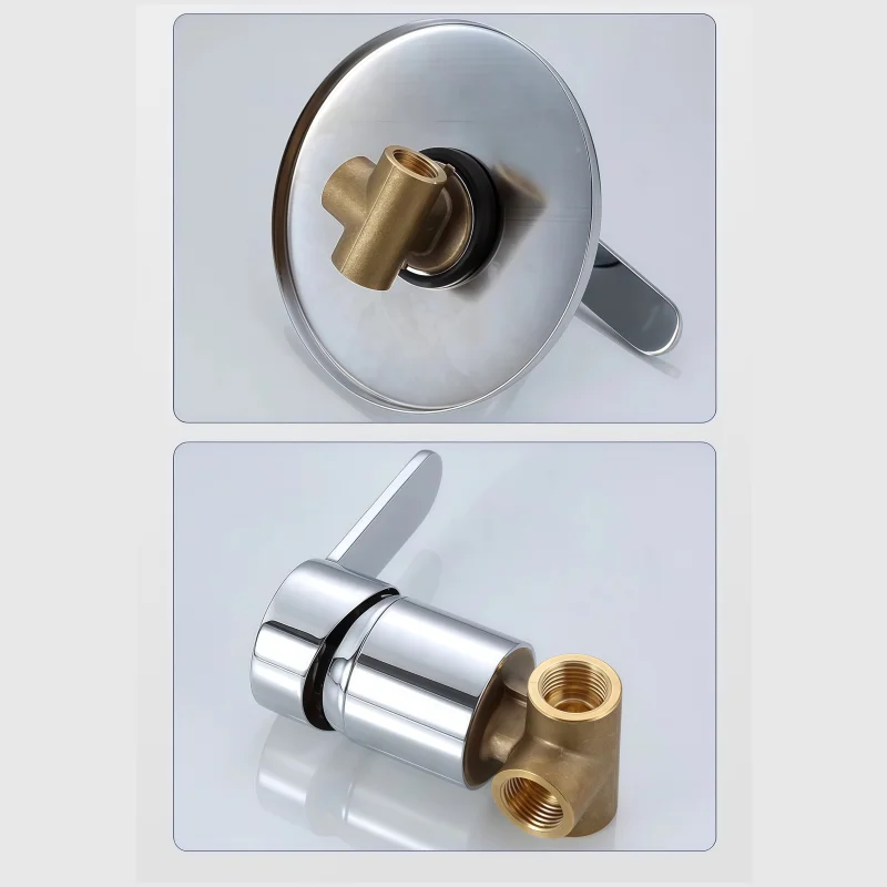 

All-copper concealed three-way wall-mounted shower faucet, pre-embedded cold and hot water mixing valve for shower, bath
