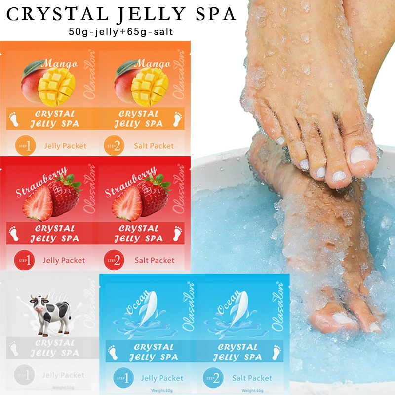 Crystal Mud Foot Bath Salt 115g Hydrotherapy Foot Soak Foot Care Jelly Spa Exfoliating Foot Bath Home Ocean Strawberry Mangomilk
