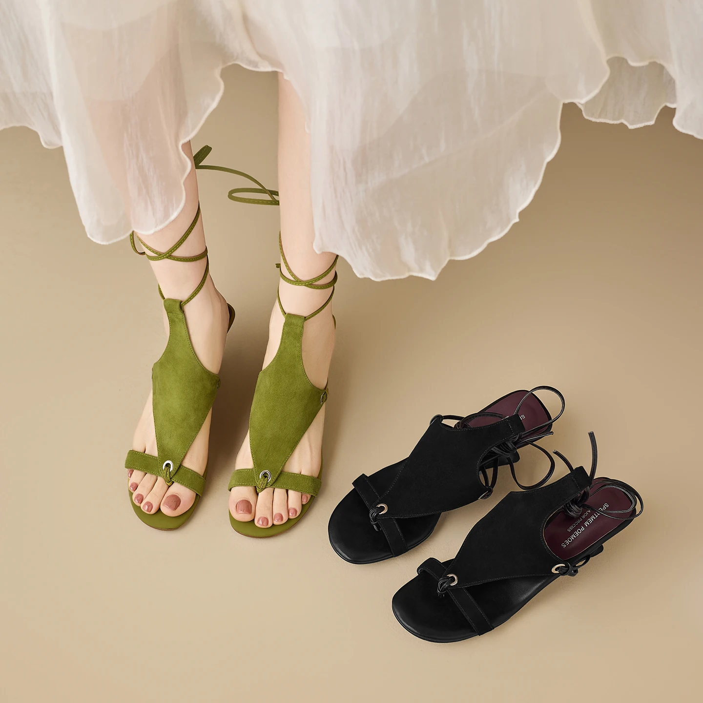 2026 new summer women sandals natural leather 22-25cm kid suede+pigskin+sheepskin ankle strap high heel women shoes fashion