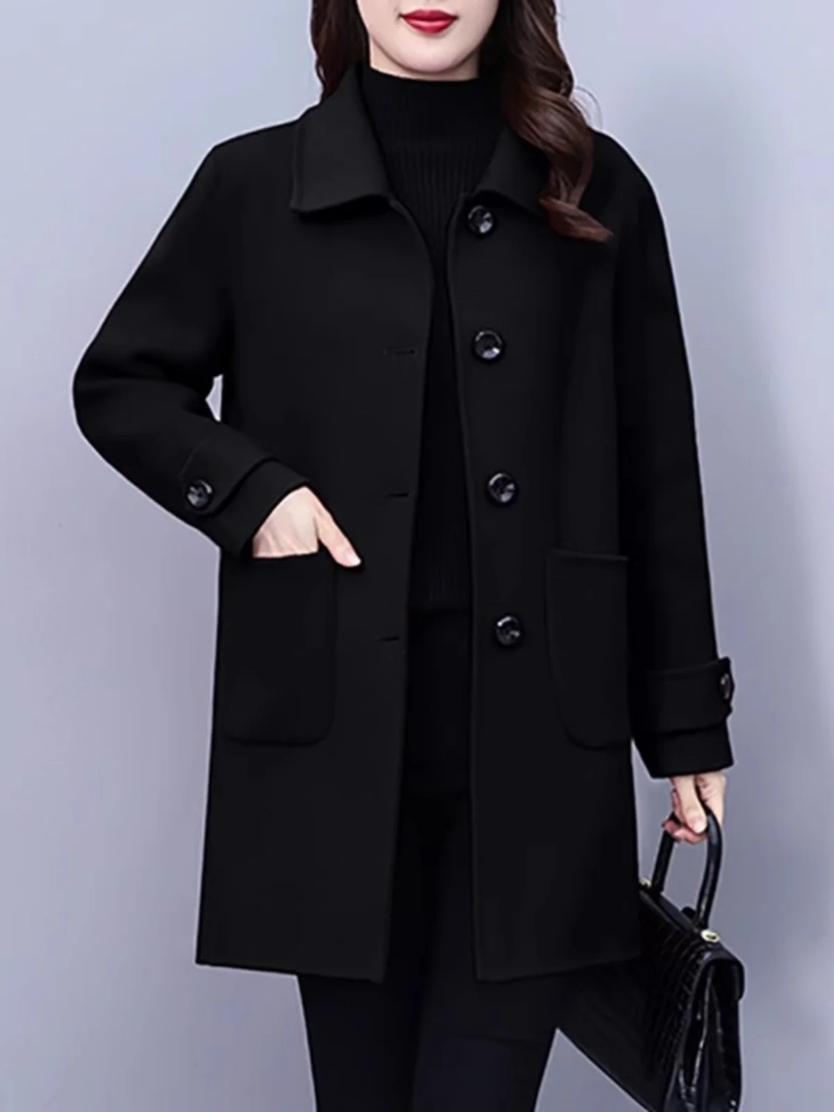 Thickened Woolen Coat for Women Spring Autumn Winter New 2026 Stylish Mom Small Size Medium Length Popular Big Coat
