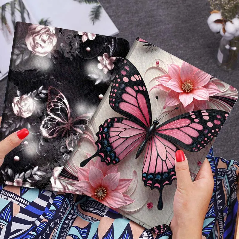 

Pink Butterfly Flower Art Tablet Case For Huawei Honor MatePad MediaPad Air 5 6 7 11 V6 V7 V8 V9 X9 X8 T10 T10s C5e T5 Gift