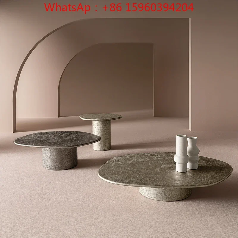 Living room special-shaped coffee table light luxury high-end art retro metal brass medieval tea tabl