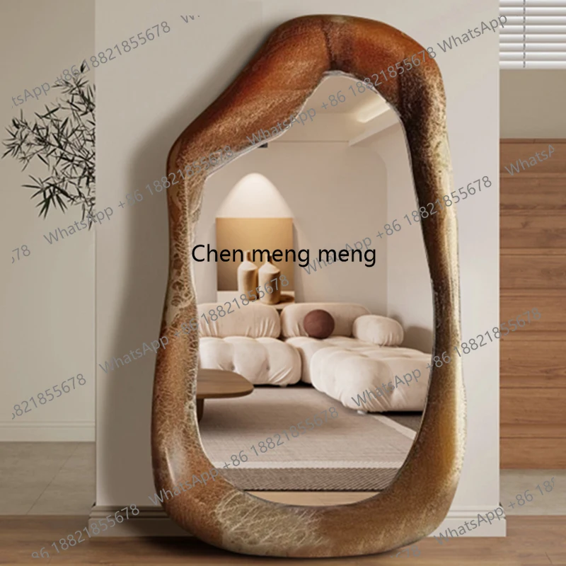 

French vintage Nordic full-length mirror floor-to-ceiling special-shaped full-length mirror art irregular decorative mirror