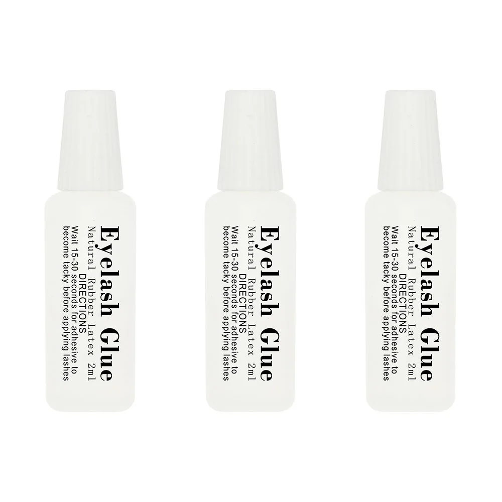 Fast Dry 3pc 2ML Latex Individual Eyelash Glue Natural Rubber One Day Last Waterproof White False Lashes Glue Accessories