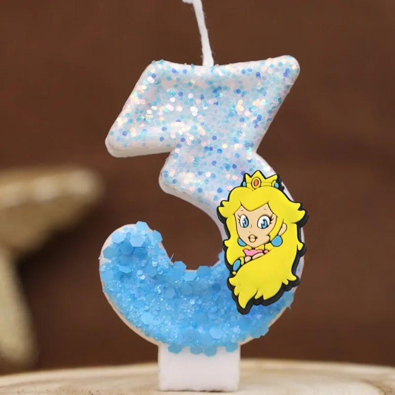 سوبر ماريو بروس كعكة الديكور عيد ميلاد عدد 0-9 الشموع أنيمي الأطفال شمعة رقمية حفل زفاف كعكة موضوع شمعة الهدايا