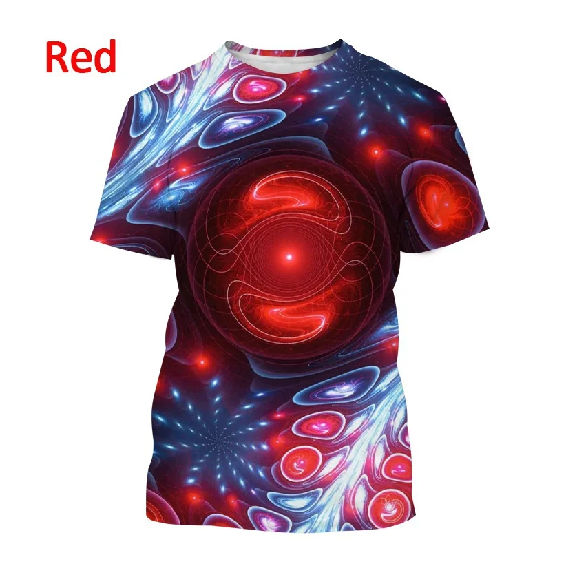 New Men\'s Fractal Vertigo Graphic Art T Shirt Unisex Fashion Cool Harajuku Print Short Sleeve Streetwear Top