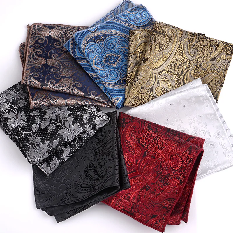 New Pocket Square Handkerchief Paisley Vintage Men British Design Print Business Suit Hanky Breast Scarf Accessories 23*23cm