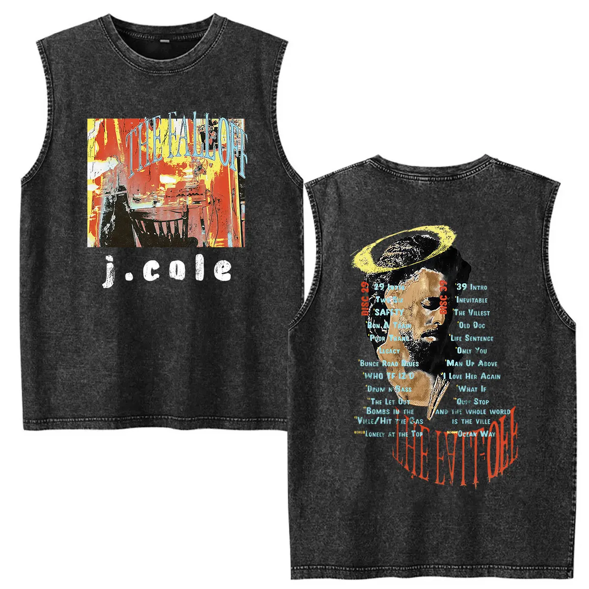Washed Vintage Vest J.Cole The Fall Off World Tour 2026 T Shirt Men's Casual 100% Cotton Oversized T-shirt Man Tank Top Clothing