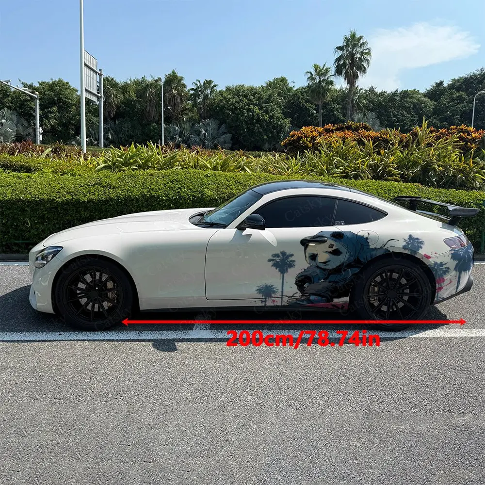 2pcs Street Panda Roar, Durable, Fade-resistant, Enhance Vehicle Aesthetics With Bold Artistic Design Car Vinyl Wraps