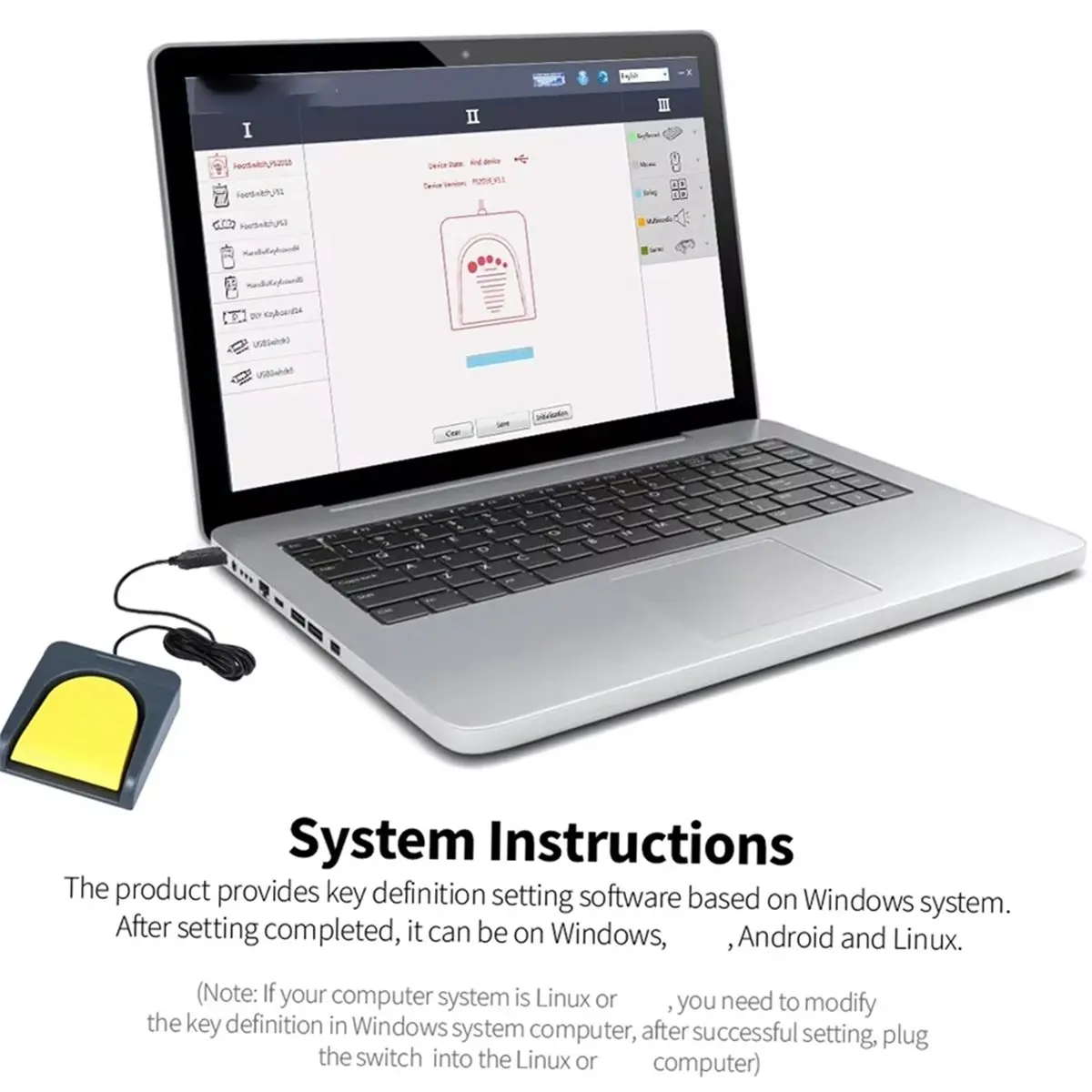 AAAE USB Single Foot Control One Key Customized Computer Keyboard Action Pedal Switch Control Yellow