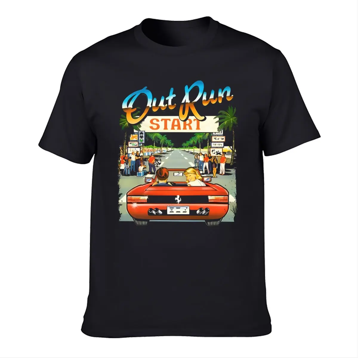 Japanese Arcade Racing Video Game Out Run Top T Shirt Men Camisas Hombre Vintage Console Gaming T-Shirt Outrun Tshirts