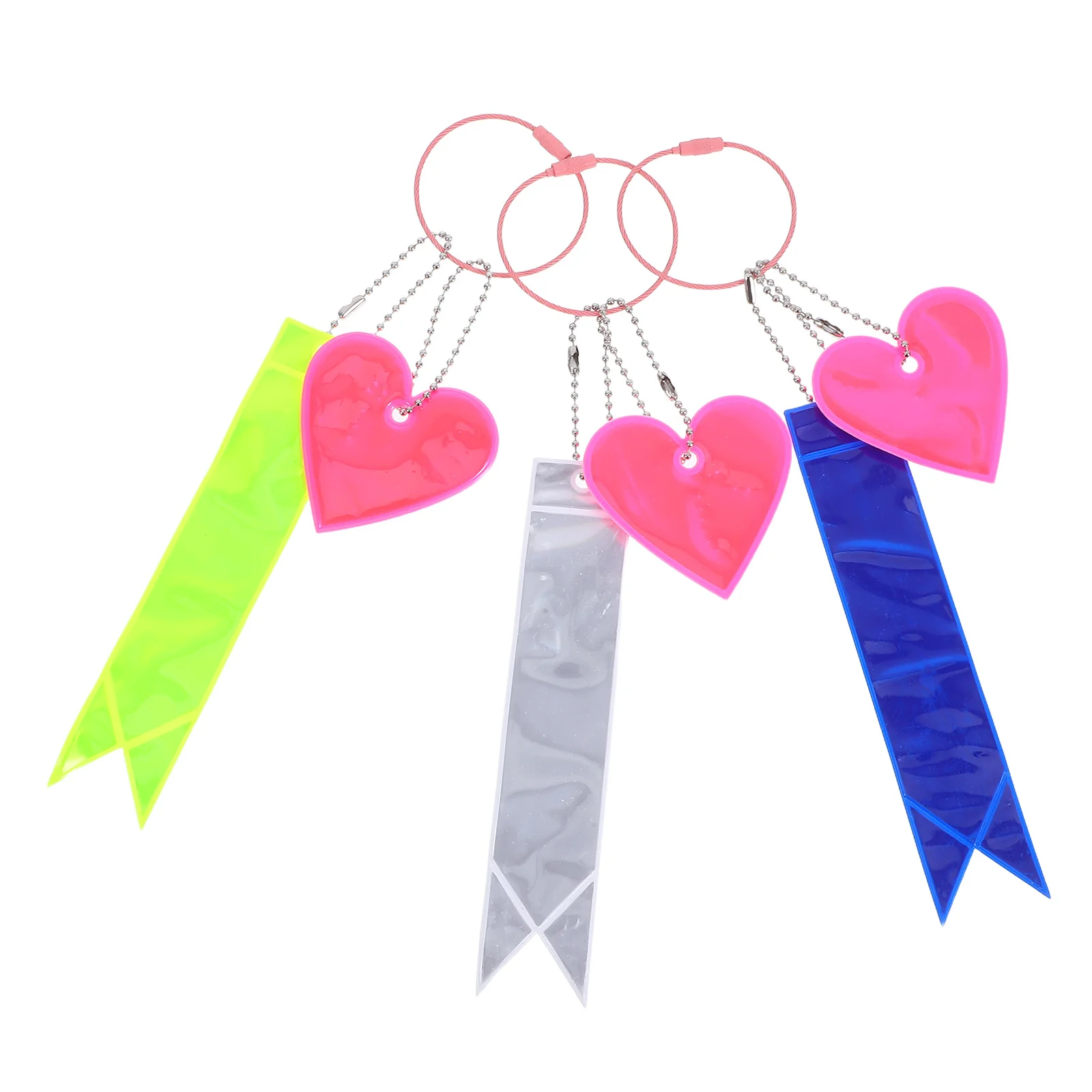 3 قطعة شرائط عاكسة لركوب الدراجات شكل شريط عالي الوضوح لركوب الليل مقعد الدراجة على ظهره حلقات معدنية متينة من مادة PVC