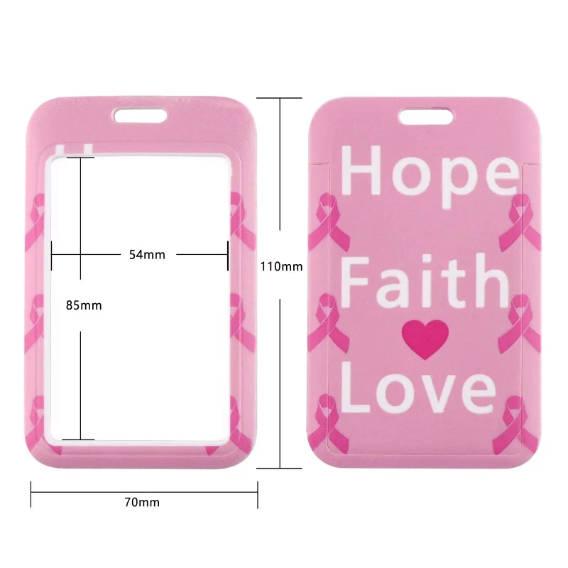 Red Ribbon Health Mobile Phone Lanyard Key Accessories Polyester Double-sided Hard Card Cover Bus Work Certificate Card Cover