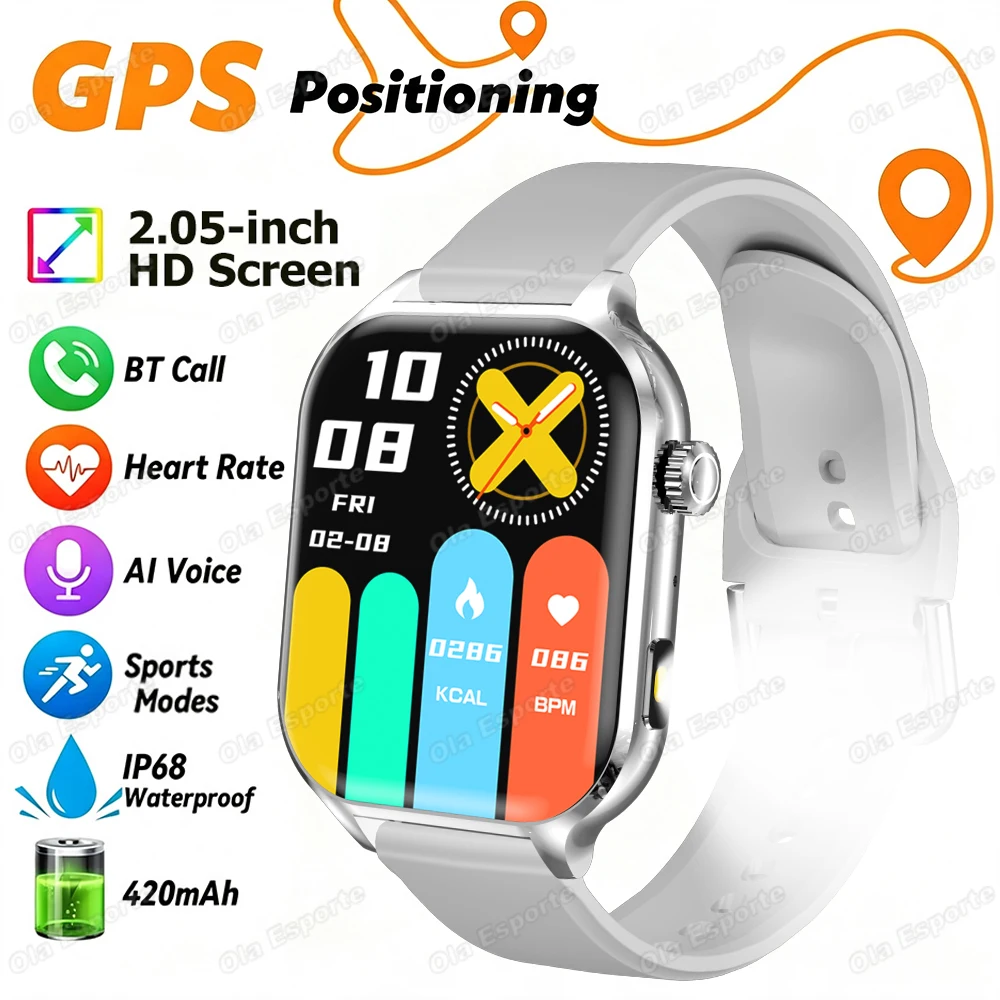 Outdoor Sports Flashlight SmartWatch 2026 Dynamic lsland Heart Rate Sleep Monitoring Bluetooth Call GPS Motion Smamartwatch HW12