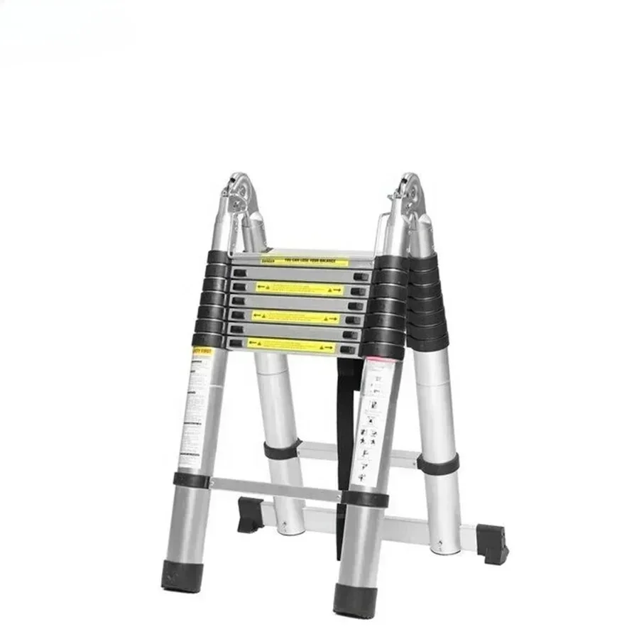 Telescoping Ladder with 2 Triangle Stabilizers, Heavy Duty 330lbs Max Capacity Multi-Purpose Collapsible Ladder for Outdoor Work