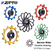 ZTTO 12T 13T MTB Bicycle Rear Derailleur Narrow Wide Jockey Wheel roller Ceramic Bearing Pulley CNC Road Bike Guide  4mm 5mm 6mm