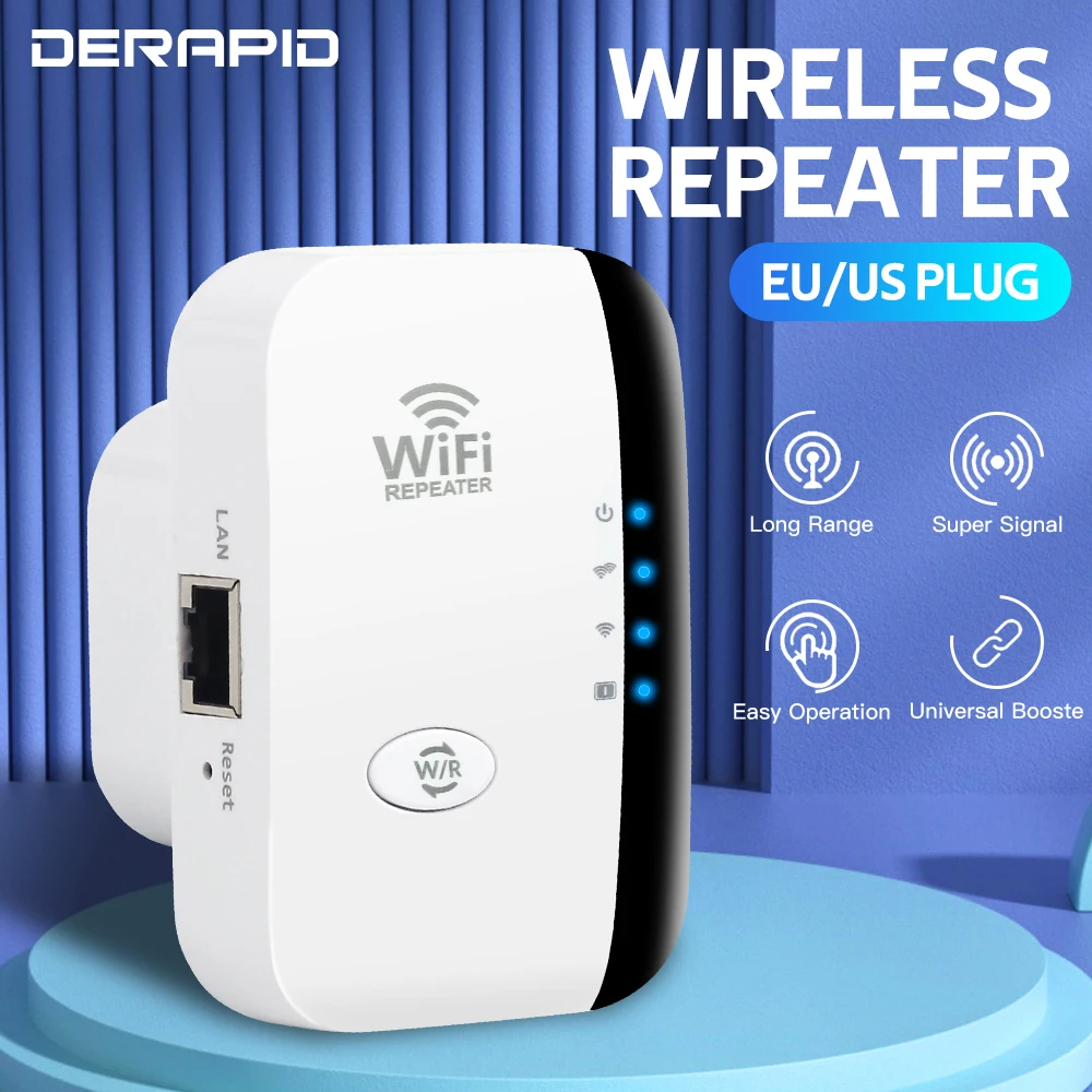 300Mbps WiFi Repeater High-Speed Expansion WiFi Signal Booster Built-in Antenna Repeater & Extender for Stable Wall-Penetrating