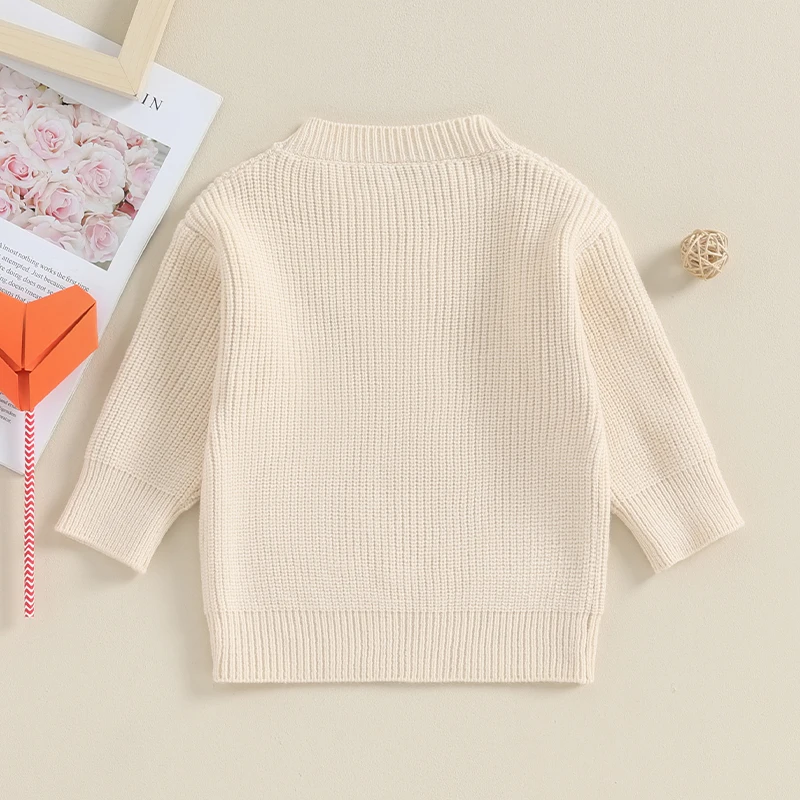 Newborn Baby Girl Knitted Jumper Toddler Girls Daddy s Girl Letter Embroidery Sweater Crew Neck Long Sleeve Knitwear Knit