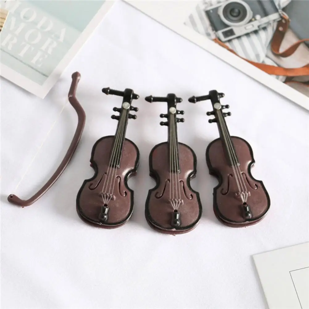 Mini violini ornamento violino in miniatura modello 1/12 scala simulazione in legno violino casa delle bambole violino Home Office decorazione del Desktop