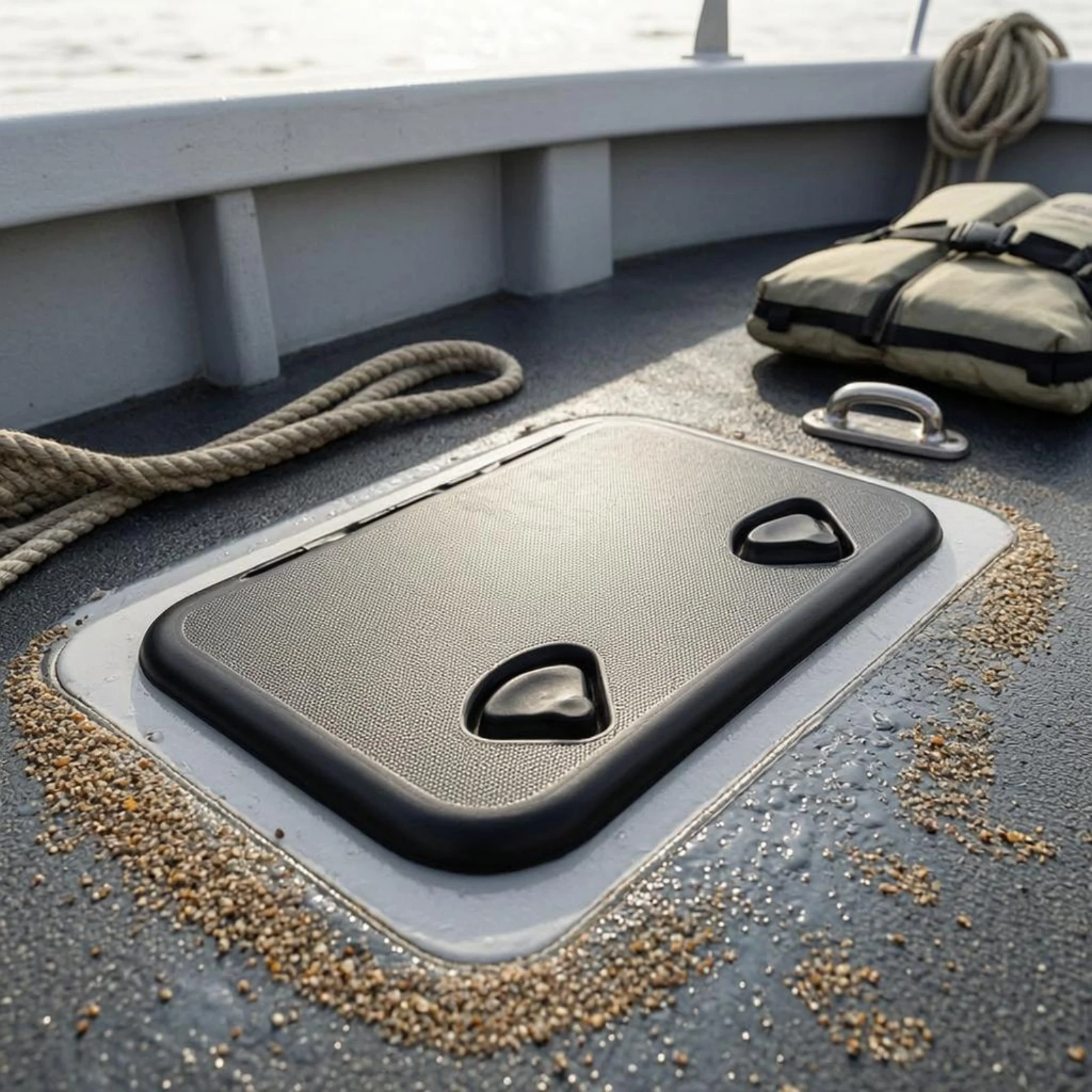 Marine Deck Cover Slim-Profile Deck Hatch Cover Rectangle Hatch Lid Rounded-Corner