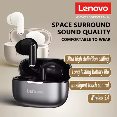 Lenovo EA110 Wireless Headset Bluetooth 5.4 Intelligent Touch Control Headphones Long Lasting Battery Life Support Android ISO