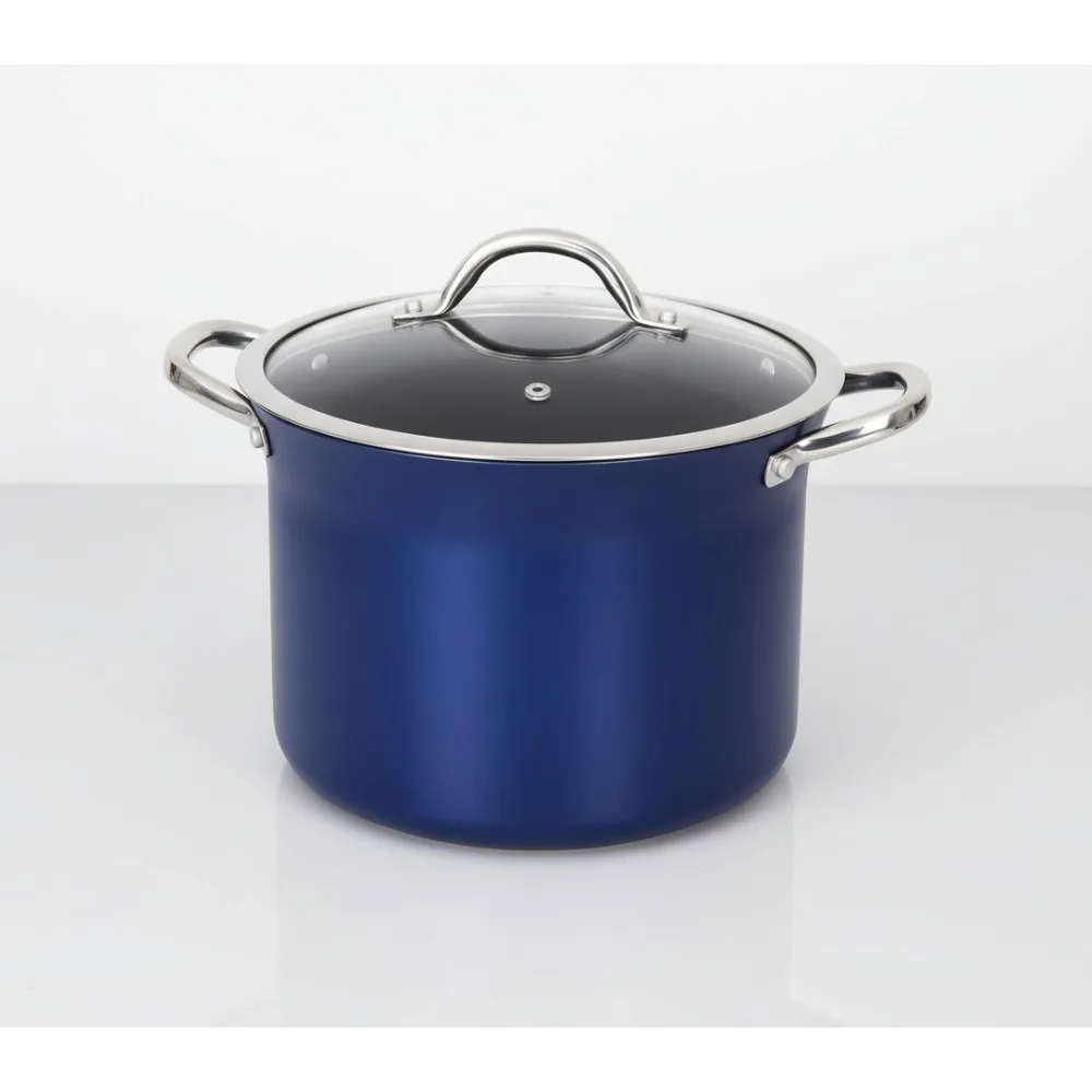 

Набор посуды премиум-класса с сапфировым антипригарным покрытием 7QT — индукционная совместима, без PFAS, прочная и легкая заливка