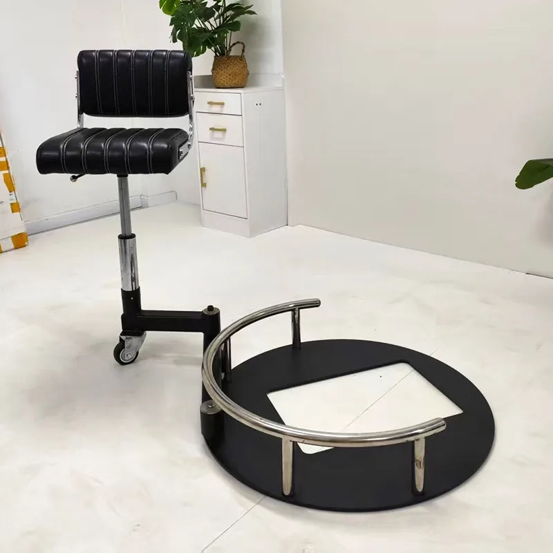Rotating Base Barber Chair With Casters And Height Adjustment For Hair Salons