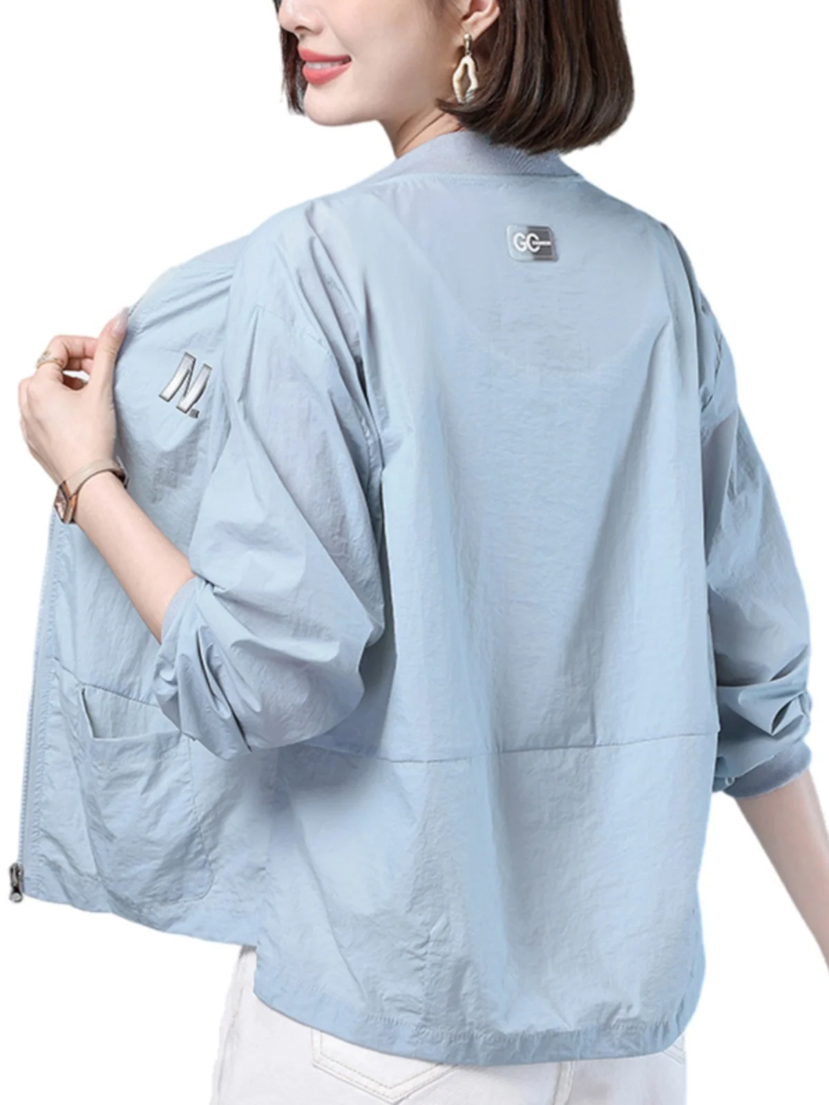 Lightweight Casual Women's ort Sve Sun Protection Jaet Sli Summer New Loose Faionable Outerwear Commute Sle
