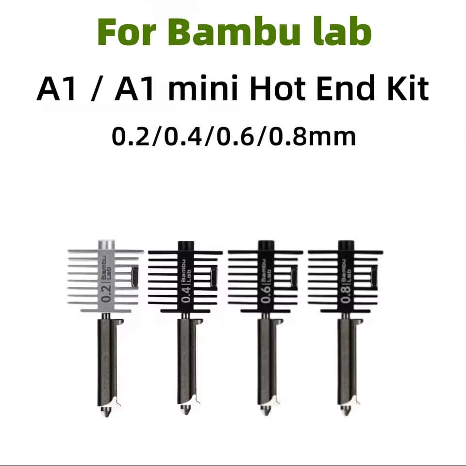 For Bambu lab A1 mini Hotend Kit Hardened Steel Nozzle 0.2/0.4/0.6/0.8mm nozzle For Bambu lab 3D printer Accessory