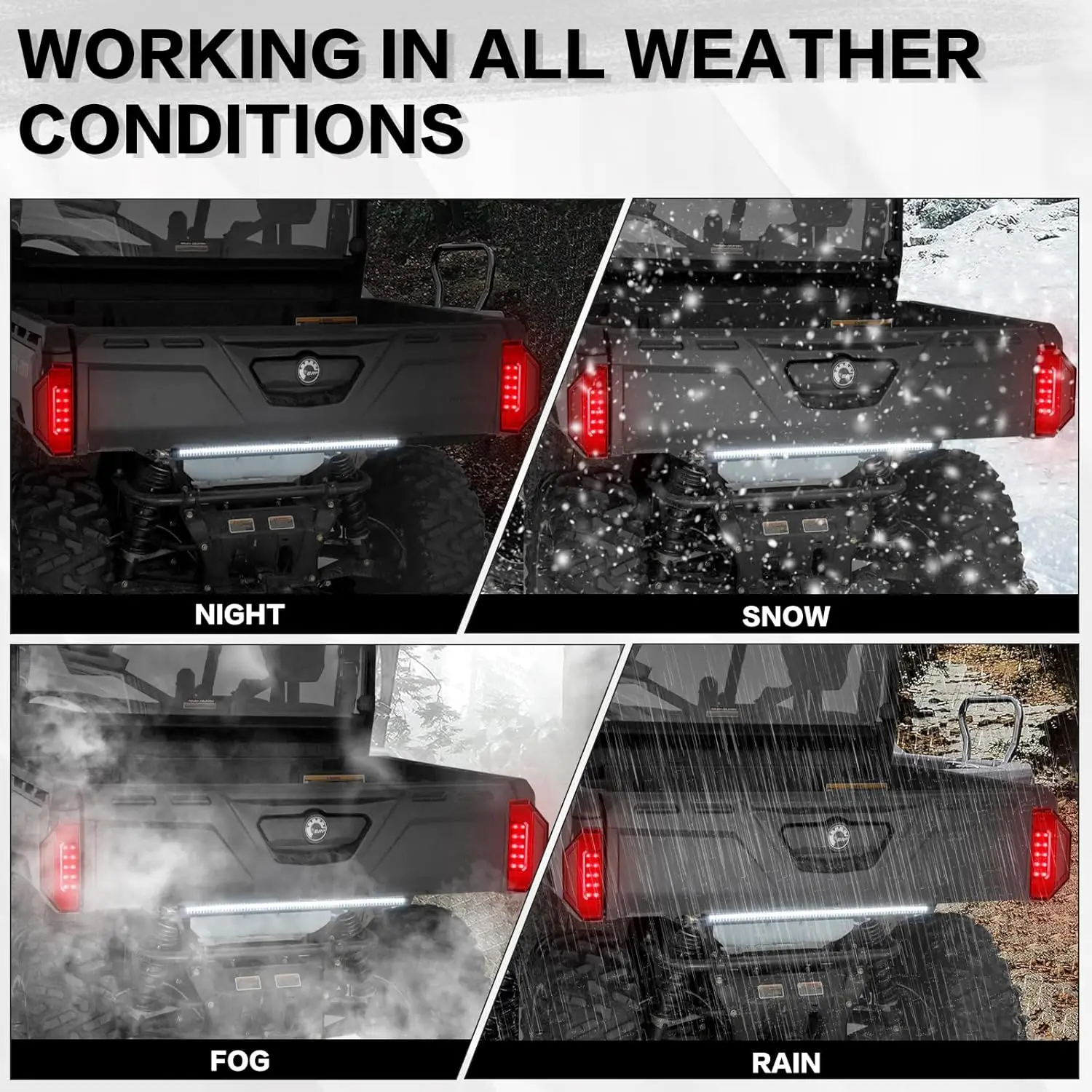 Luces traseras LED UTV para Polaris Ranger 570-1000 2014-2024, luz de freno roja, lente negra ahumada (paquete de 2)