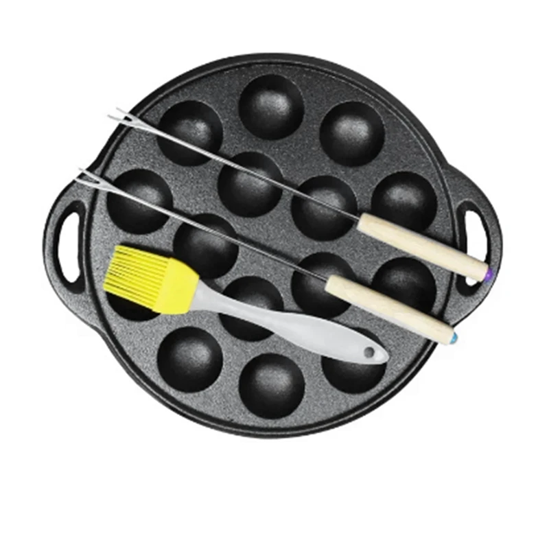 AT36 15 Holes Cast Iron Takoyaki Pan  Takoyaki Maker For Pancake Balls Poffertjes Takoyaki Banh Khot