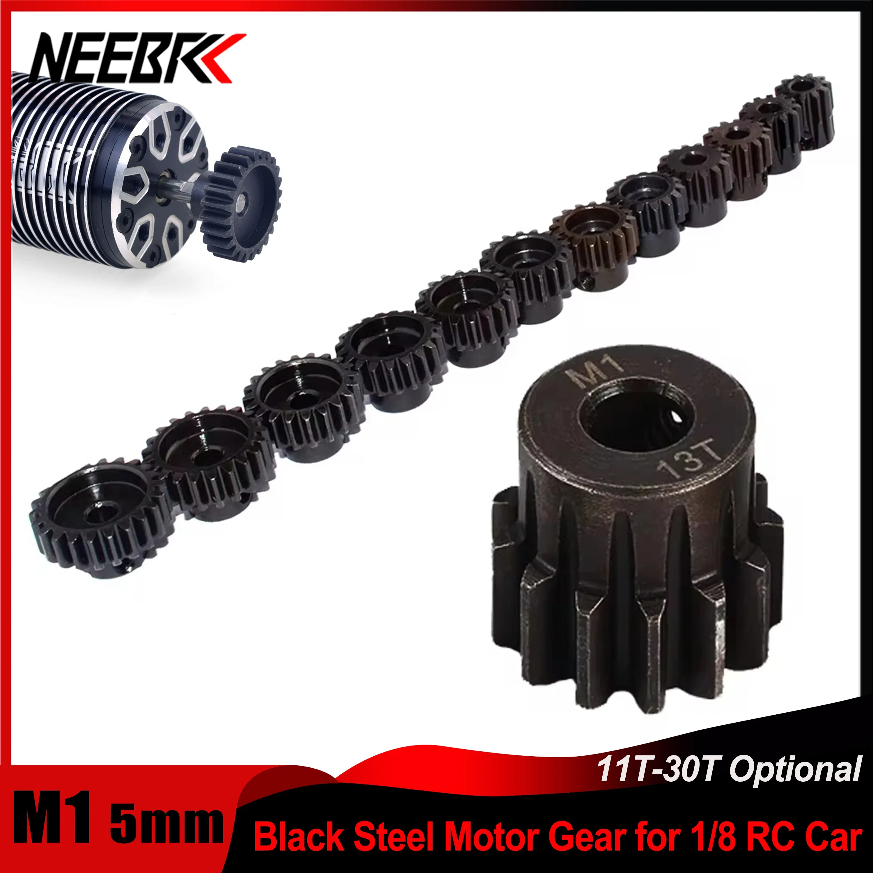 2PCS M1 5mm 11t 12t 13t 14t 15t 16t 17t 18t 19t 20t 21t 22t 23t 24t 25t 26t 27t 28t 29t 30t Pinion Motor Gear for 1/8 RC Car