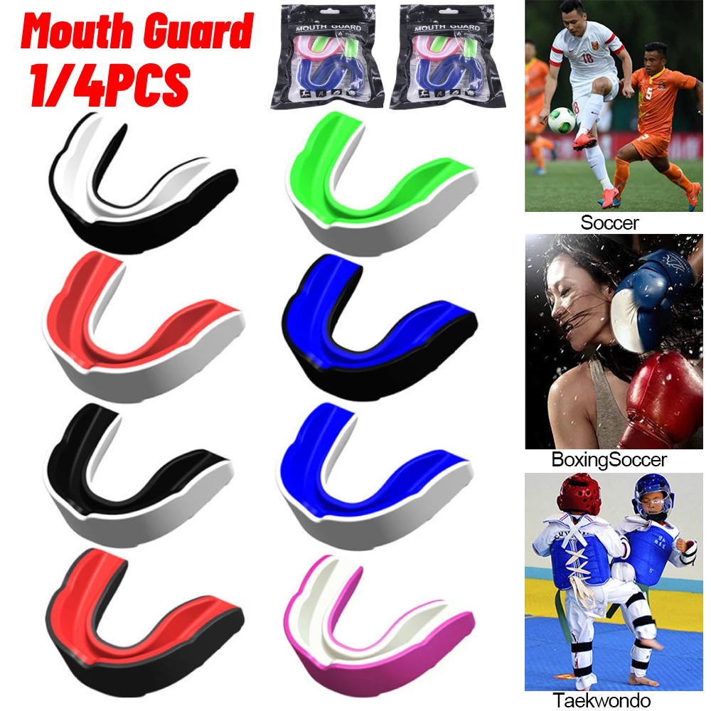 1/4Pcs Boxing Gum Shield Mouth Guard Mouthguard Slim Fit for Football Wrestling Hockey Lacrosse Boxing for Contact Combat Sport