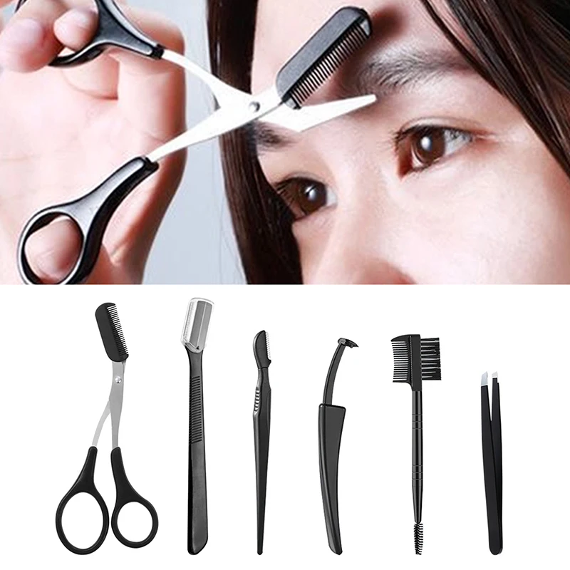 4/5Pcs Eyebrow Cutters Set Eye Brow Trimmer Scissors Comb Face Shaver Hair Removal Razor Tweezers Eyelash Brush Women Makeup