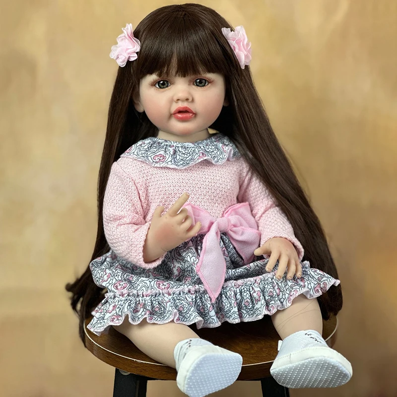 Beautiful Soft Silicone Reborn Baby Realistic Mini Baby Reborn Child With Hair Entity Doll for Girl  Toddler Birthday Gift 55cm