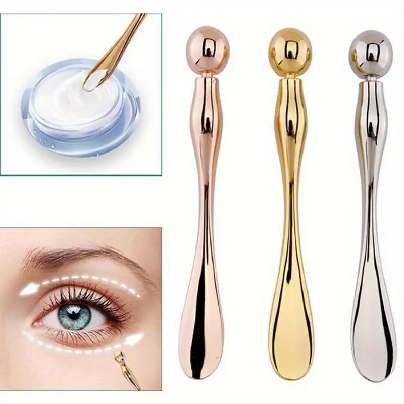 1Pc  7.7 / 10 Cm Metal Facial Massage Stick Eye Cream Applicator Mask Blend Shovel Spoon Tool for Face Treatment