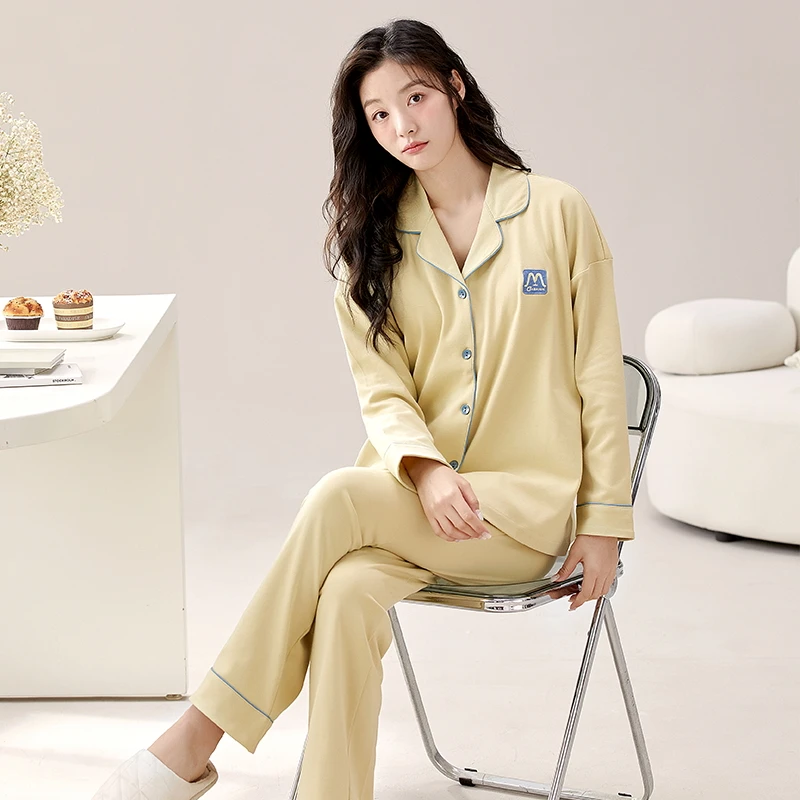 

Винтажные пижамные комплекты для женщин из хлопка с графическим принтом, из натуральных волокон, впитывающие влагу, питающие кожу, с V-образным вырезом, с коротким рукавом, в стиле OL