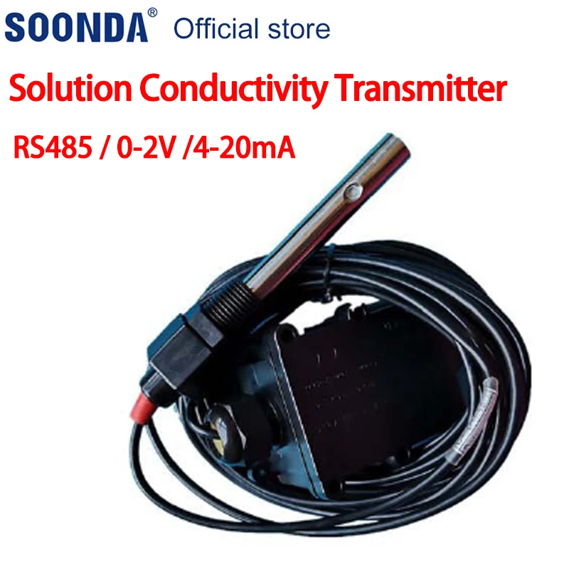 Non-Isolated Solution Conductivity Transmitter Sensor Electrode with RS485 Modbus, Analog Voltage, Analog Current Interface