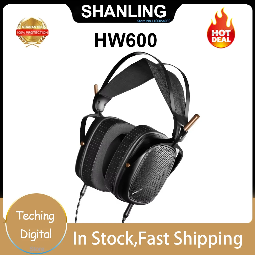 Original SHANLING HW600 Earphones Head Mounted Flat Diaphragm Wired Headphones Custom 3.5mm Convertible PC Gaming Music Hedsets