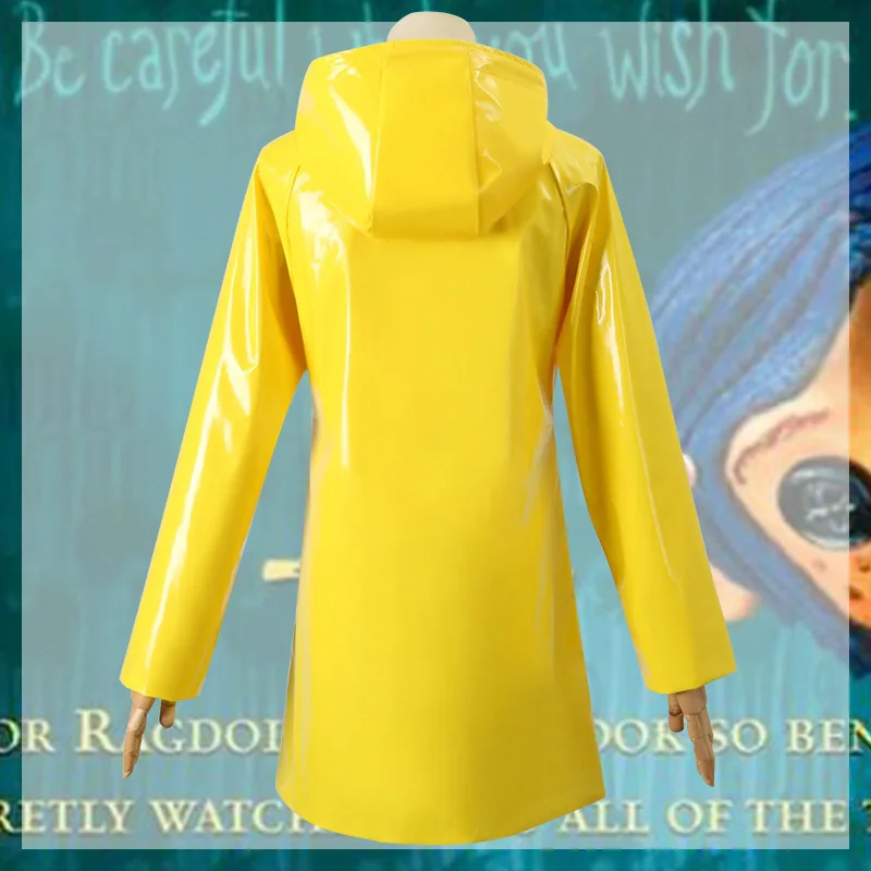 Caroline Full Yellow Raincoat Halloween Cosplay Costume Women\'s Clothing
