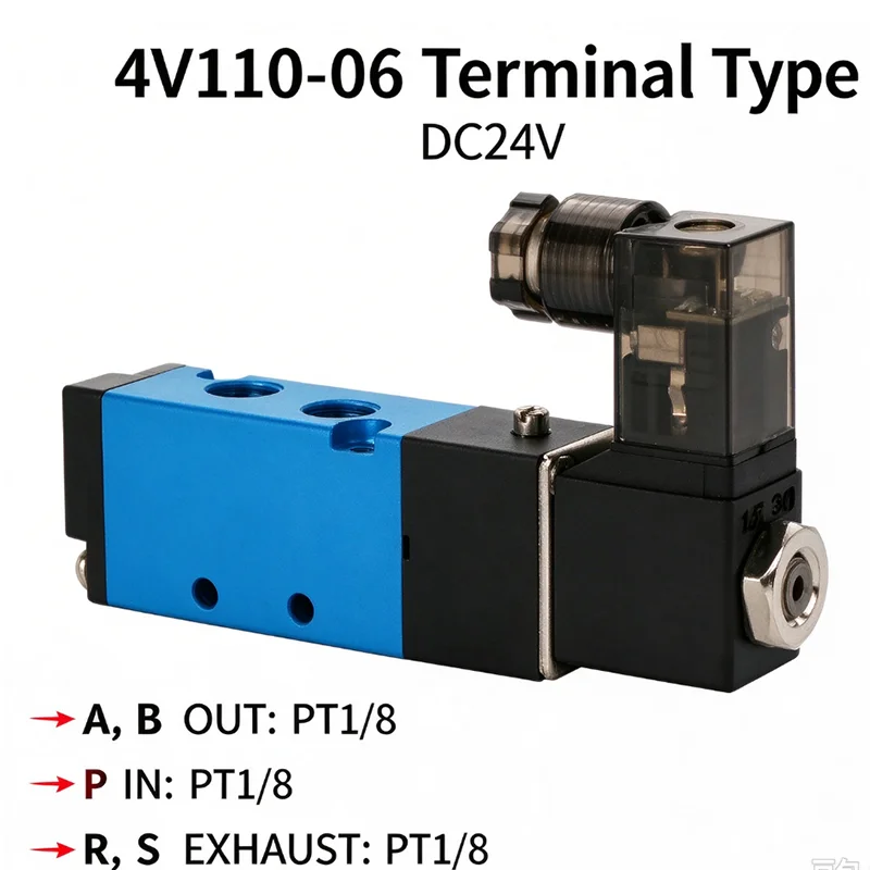 Low Price Solenoid Valve 24VDC 4V110-06 5 Way 2 Position PT1/8