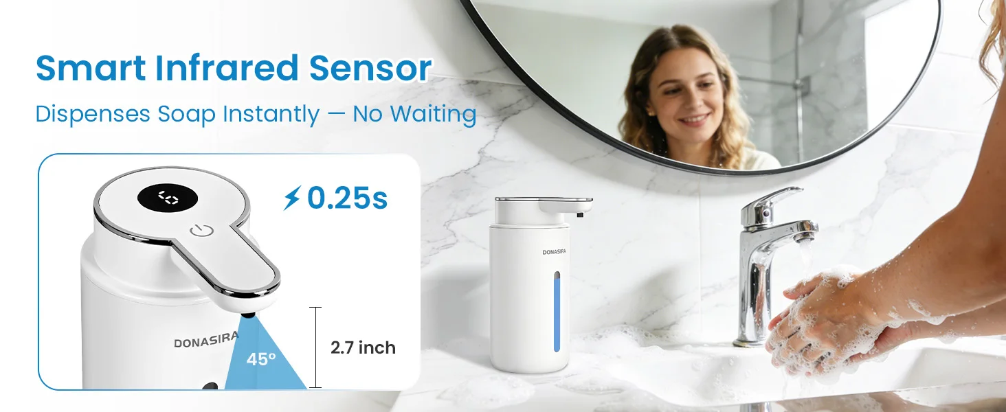 420ML Großraum-Seifenspender mit HD-Display, 6-stufig Einstellbarer Schaum-/Flüssigkeitsregelung, Berührungsloser Elektrischer Automatischer Smart-Sensor-Seifenspender – Detail 2
