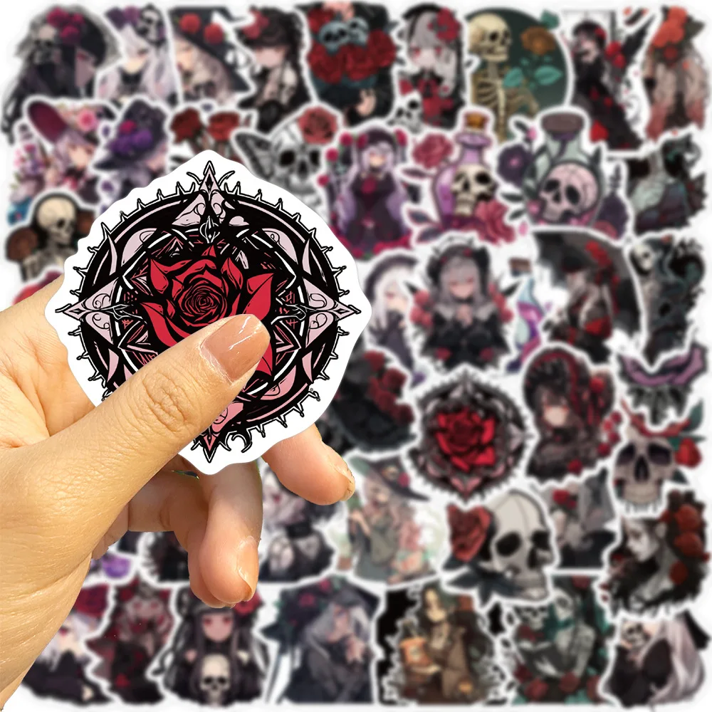 50pcs Retro Gothic Rose Girl Sticker For Guitar Laptop Suitcase Scrapbook Dark Stickers Scrapbooking Supplies Vintage Aesthetic