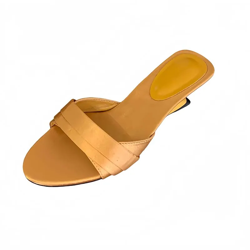 

Yellow Slippers Wedge Sandals For Woman Low Heels Summer Shoes Black Silk Ladies Shoes Elegant High Heels Slippers 2026 New