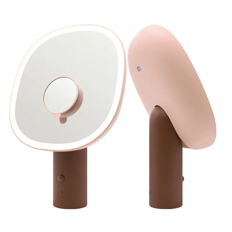 Customizable LED Lighted Vanity Mirror with Magnifier Large Desktop Makeup Mirror Rechargeable Touch Screen Beauty Mirror for