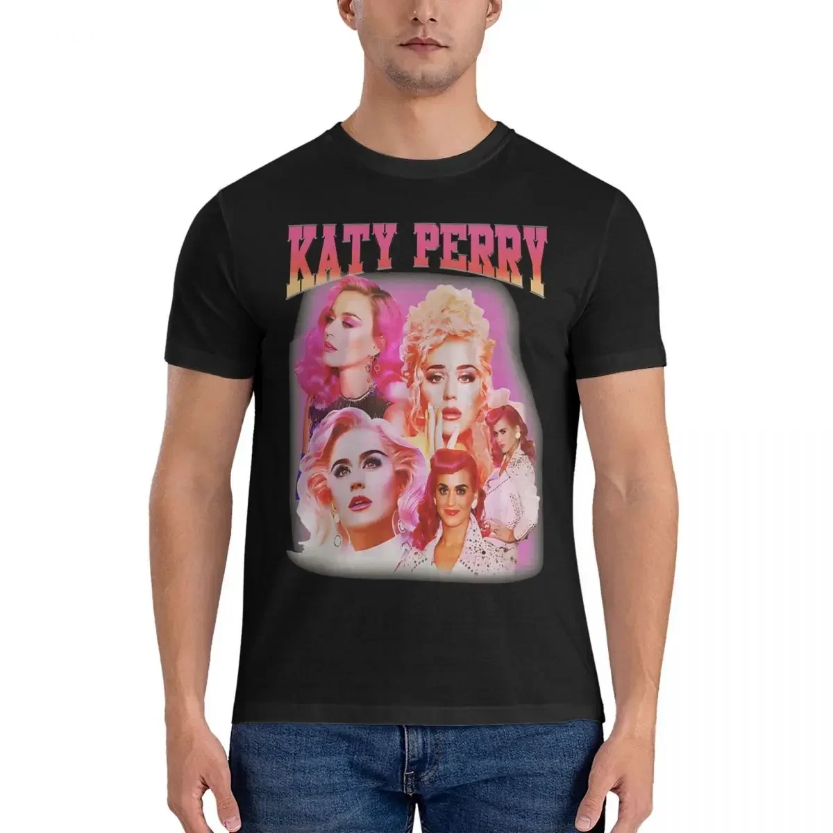 Men New T Shirt K-Katy Singer Perry Pure Cotton Clothing Casual Short Sleeve O Neck Tees Printed T-Shirts