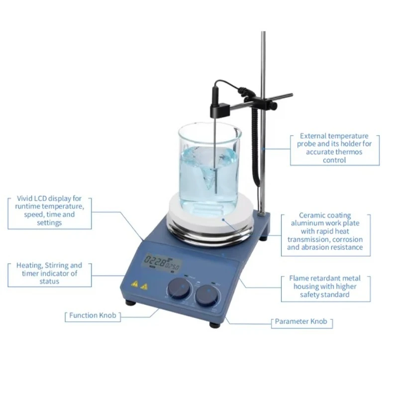 Laboratory Testing Machine Magnetic Stirrer Bar Liquid Crystal Digital Enhanced Magnetic Hot Plate Stirrer