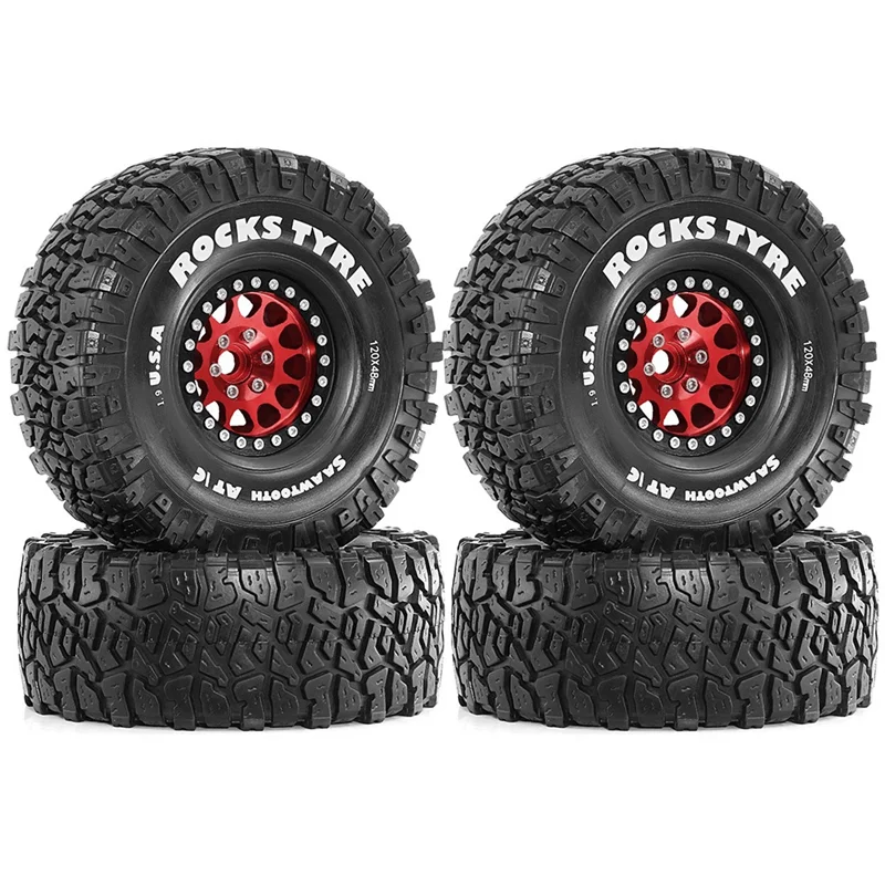 

ABSY 4Pcs 120Mm 1.9Inch Beadlock Wheel Rim Rubber Tire Set For 1/10 RC Crawler Car Axial SCX10 Pro Capra TRX4 D90